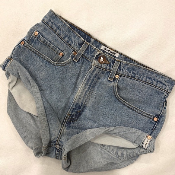 Rare Vintage One Teaspoon Bandit Denim Shorts Cut Offs Distressed Size S *NWOT - Picture 4 of 5